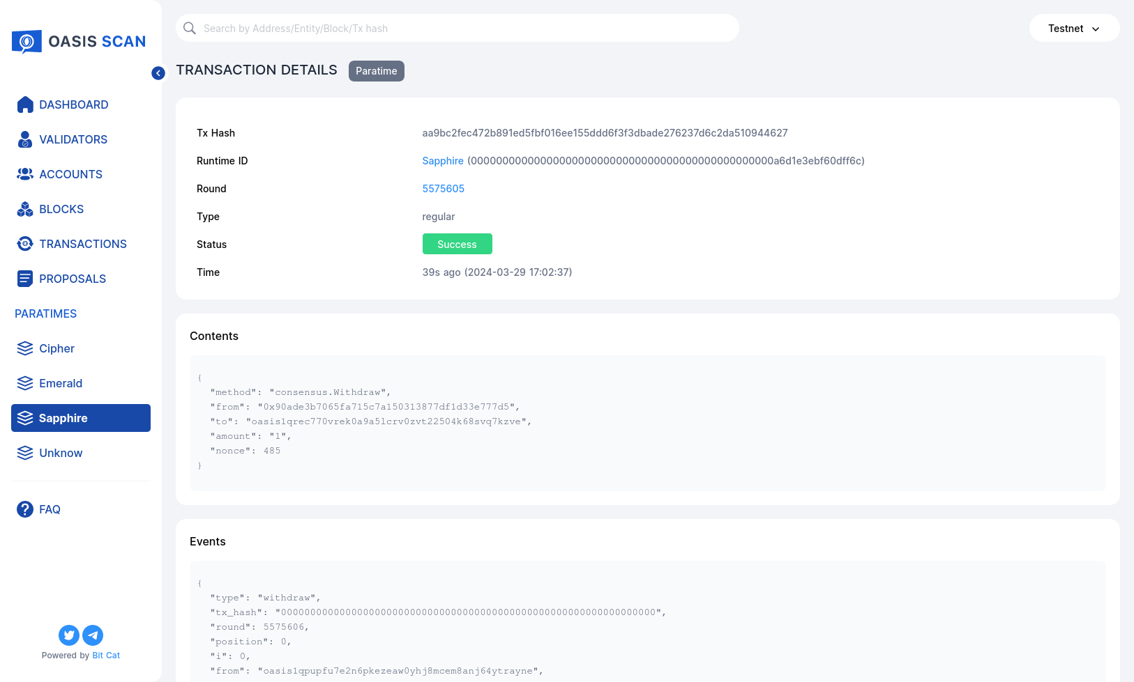 Tx Hash - Transaction details